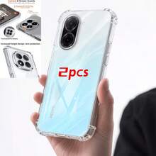 2pcs Series Phone Cases, Including Transparent Shockproof Case And Black Matte Case, With Lens Protection, Anti-Fall, Anti-Scratch, Anti-Fingerprint Features. Protects Phone Back Cover, Edges, And Camera. Made Of Soft, Lightweight TPU Material. Unisex. Transparent Shockproof Phone Case. - Clear - View 32