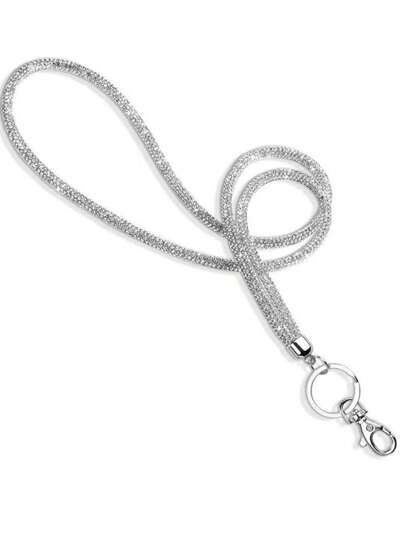 17.72 Inch Sparkling Rhinestone Lanyard, With Metal Clip And Key Ring, Crystal Necklace Strap, Suitable For ID Card, Keys, Gifts For Women, Suitable For School, Cute Goth, Y2K, Christmas, Car Accessories, Backpack Decor