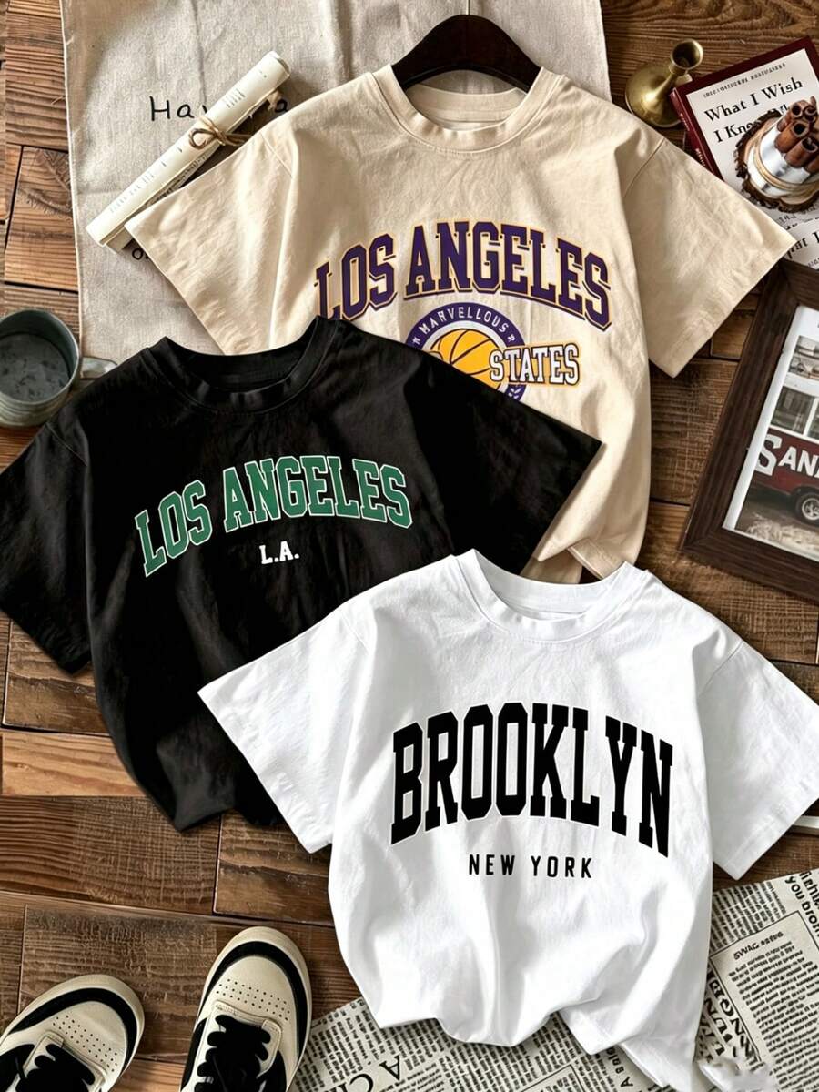 Single Garment Pack, Not A 3-Piece Set, 1 Piece/Set Of Short-Sleeved T-Shirts Suitable For Streetwear, Oversized Round Neck Top For Daily Outings, Camping, Concerts, Hip-Hop, Rock, And Rap Events, Women's Straight Cut Short-Sleeved Round Neck T-Shirt - 白色 - 查看 1