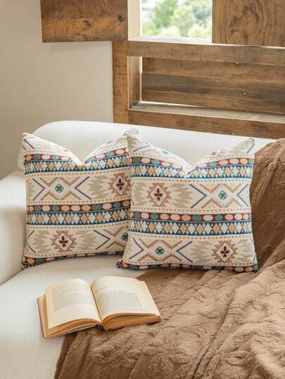 1pc Bohemian Style Pillowcase, Pattern Design, Warm & Comfortable, Decorative & Practical For Home, Living Room, Sofa