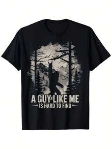 Camiseta Divertida de Sasquatch para Hombre y Mujer - Diseño de Criptid con Silueta de Pino y Sasquatch, Acabado Brillante, Transpirable, Adecuada para Caza, Camping, Fanáticos de la Criptozoología, Ropa de Exterior, Uso Casual para Entusiastas, TALLAS GRANDES - Negro - Ver 1