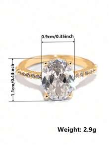 1 pieza Anillo de circonita cúbica exquisita, adecuado para mujeres, ideal para bodas, compromisos, Día de San Valentín, fiestas y como regalo - 3# - Ver 5