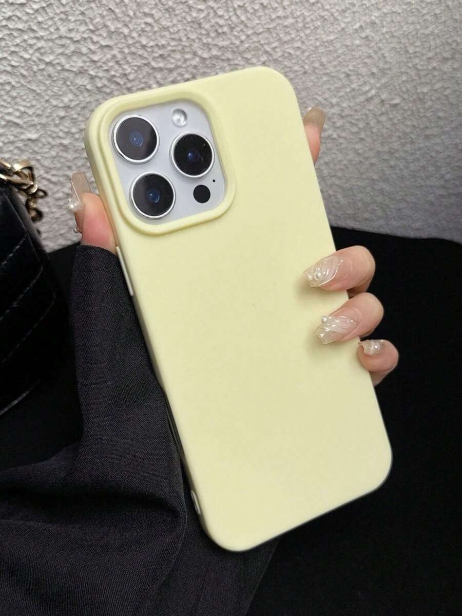 1 chiếc ốp lưng điện thoại TPU mềm màu trơn tối giản với lỗ camera lớn, bề mặt mờ, chống rơi vỡ dành cho iPhone 11/11 Pro Max/12/12 Pro/12 Pro Max/13/13 Pro/13 Pro Max/14/14 Pro/14 Pro Max/14 Plus/15/15 Pro/15 Pro Max/15 Plus/16/16 Pro/16 Pro Max/16 Plus/17/17 Pro/17 Pro Max, phù hợp cho nữ - Màu vàng - Xem 1