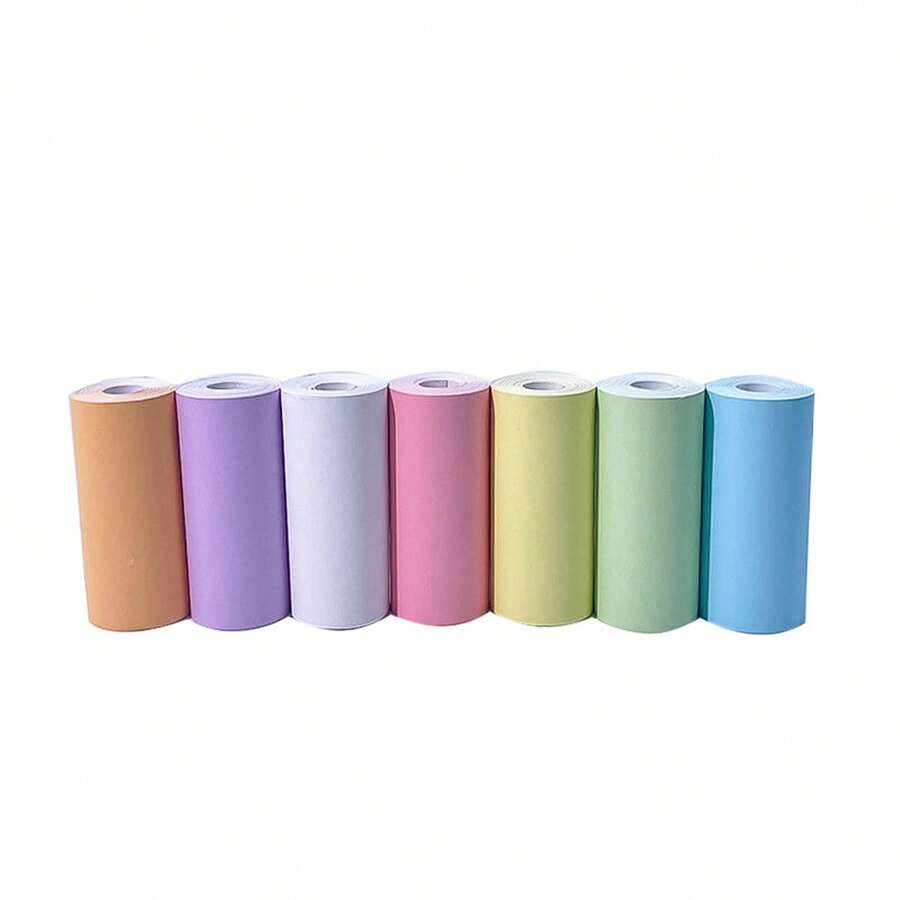 7 Rolls Of 57mm Color Premium Label Paper | Mini Printer Stickers, For Folding - Multicolor - View 1