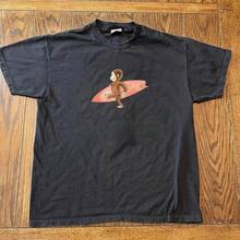 2026 Summer New Arrival [100% Cotton][Graphic Tee] Surfing Graphic T-Shirt – Tee, Cute Cartoon Monkey Shirt, Unisex Casual Streetwear Top, Unisex Shirt, Gift For Her For Him Daily Retro Street T-Shirt - màu đen - Xem 1