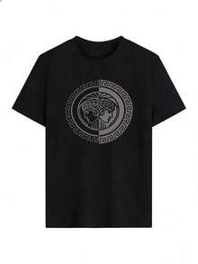 Short-Sleeve T-Shirt With Classic Gray Print, A  Short-Sleeve T-Shirt For Spring And Summer 2026, Made In Mexico, 180 Grams. Cartoon Print, Couple Design, Suitable For Indoor Or Outdoor Wear. Crew Neck, Unisex, Ideal For The Office And Leisure. One-Pack. - BK-P631577SLNDXZGY414 - 查看 3