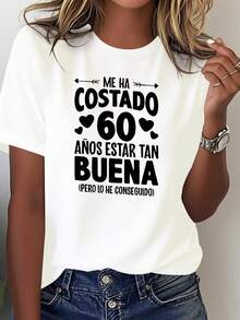 Camiseta Divertida de Moda para Mujer, Regalo de Cumpleaños Número 60 en Español, Manga Corta - Negro - View 8