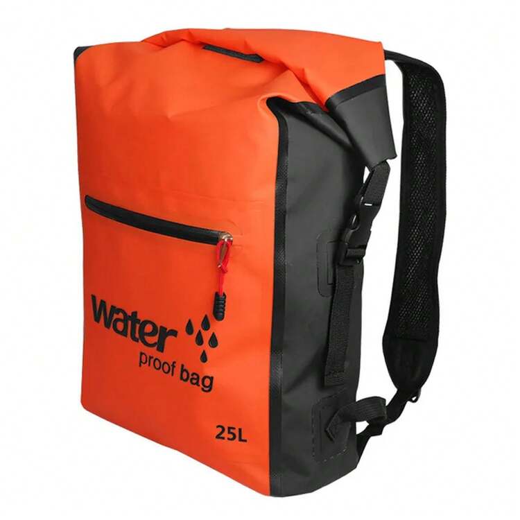Bolsa seca impermeable de PVC de 25L para natación, correas dobles, Rafting, deportes, kayak, canoa, bolsa de natación, Kit de viaje, mochila, bolsa de almacenamiento - Naranja - Añade 2