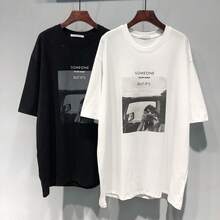 Primavera/Verano 2025, Nueva Camiseta de Manga Corta Holgada de Longitud Media con Estampado de Personajes de Estilo Coreano Ulzzang para Mujer - Blanco - Ver 2