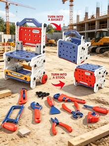105/78 Piezas Juego de Herramientas, Juguete de Construcción Simulada 2 en 1 con Banco de Trabajo y Carrito, Incluye Taladro Eléctrico, Destornillador, Llave Inglesa, Caja de Almacenamiento, Juguete Práctico de Ensamblaje - Varias opciones disponibles (embalaje mejorado) - Ver 4