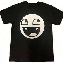 Epic Face Vampire Y2K Goth Emo Scene Tap T-Shirt, Relaxed, Soft, Casual, Short Sleeve, Summer Clothing For Women - 黑色 - 查看 10