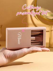 5pcs Customized Mini Makeup Brush Set, Can Customize Name/Text/Logo, Includes Mirror, Portable Eyeshadow Brush Set, Personalized Travel Makeup Brush Set, All-In-One Eye Makeup Brush Set (For Eyeshadow, Blush, Contour, Etc.) - one-size - View 5