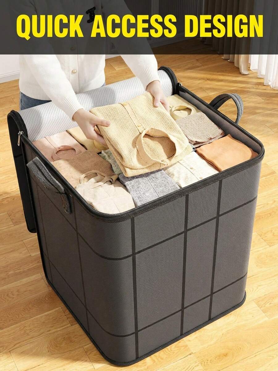 (2-7 Daysmust Arrive)1Pc Black Storage Bag, 70*60*50cm Large Clothes Storage Bags, Closet Organizers Storage Containers, Collapsible Storage Bins With Reinforced Handles, Sturdy Zippers, For Clothing, Blanket, Comforters, Large-Capacity Mobile Bag, Camping Picnic Bag, Wardrobe Storage Bag, Seasonal Clothing Storage Bag, Foldable Portable Storage Bag Suitable For Bedroom, Wardrobe, Under Bed, Living Room Back To School Supplies Bag For School School Accessories School Stuff, Travel Essentials Holiday Vacation Duffle Bag Luggage Suitcase Travel Bag - Multicolorido - Visão 1
