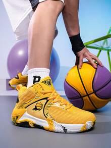 Men's Basketball Shoes, Streetball, Designer Sports Shoes, High-Quality Men's Sports Shoes With Cushioning - 9639 Yellow - View 4