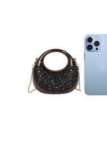 Nuevo mini bolso de mano de acrílico, cartera de moda, bolso de noche en forma de media luna personalizado con correa de cadena - Multicolor - Ver 3