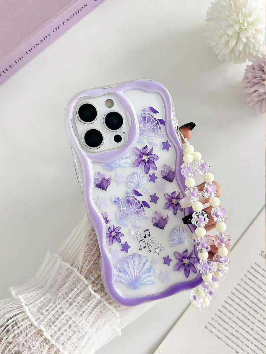 Ốp lưng điện thoại chống rơi, chất liệu TPU mềm dẻo, viền lượn sóng, họa tiết hoa rùa biển, kèm vòng tay hạt cườm thủ công, tương thích với iPhone XR/7/8, 15 Pro Max, 13, 14, 11. Tương thích với Galaxy S24, Galaxy S24+, Galaxy S24 Ultra, Galaxy S22, Galaxy A13 4G, Galaxy A52, Galaxy A52s 5G, Galaxy A23, Galaxy A35, Galaxy A25, Galaxy A73, Note 11, Note 11 Lite.