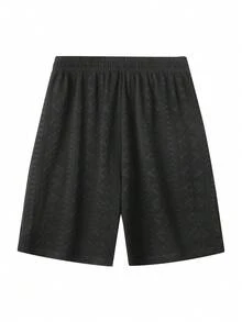 Men's Casual Outdoor Fashionable Drawstring Waist Shorts, Minimalist Style - Black - View 3