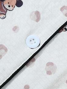 Set Piyama Wanita Lengan Pendek Berkerut Motif Anjing - Aprikot - View 5