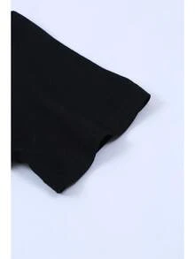 100% Comfortable Women's T-Shirt, With Fashionable And Colorful "Smile" Letter Pattern Print, Comfortable, Soft And Breathable, Ideal As A Casual Summer Top, Machine Washable, Suitable For Everyday Use Both Indoors And Outdoors. - Black - View 5