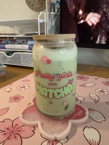 粉色抹茶冷飲玻璃吸管杯 大容量日常玻璃吸管杯 適用於咖啡、抹茶、果汁等，也可作為花瓶或燭台使用，送給女生的最佳禮物選擇 - 彩色 - 查看 6