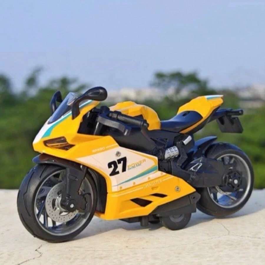 Miniature Diecast Motorcycle Toy For Children And Collectors With Sound, Light, And Friction - Mot 27 Amarelo - View 1