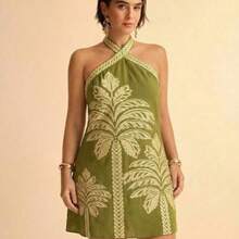 Plus Size Women Printed Summer Dress, Fashionable - Amarillo - Ver 1