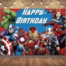 1pcs A Vengers S Uperhero Theme Backdrop, Iron Man C Aptain America S Piderman Party Decorations For Photo Booth, Avengers Alliance Photography Background, Cake Table Decor, Outdoor Indoor Celebration Wall Banner, Backyard Party Photo Prop Supplies, School Event Poster Decor, Bedroom Wall Hanging Art - 多色-A - 查看 1