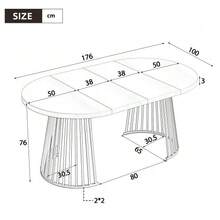 Extendable Dining Table, 100/138/176 * 100 Cm, Suitable For 4-8 People, Two-Part Telescopic Design, Thickened Tabletop, Minimalist Style, Cashmere - Caschmir - View 2