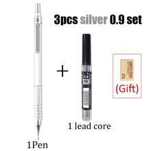 Bộ 3 bút chì tự động chất lượng cao màu đen/bạc, ruột chì than HB đen 0.3/0.5/0.7/0.9/2.0mm, khó gãy, thích hợp cho bút vẽ chuyên nghiệp và văn phòng phẩm (Tặng kèm 1 bút + 1 ruột chì + 1 tẩy). - Nhiều màu - Xem 15