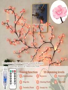 1pc Cherry Blossom Branch Light, 8 Flashing Modes, Suitable For Indoor/Outdoor Use In Spring/Summer, Applicable For Wedding Decor, Party Ambiance, Valentine's Day, Christmas, Birthday, Graduation Ceremony And More - ánh sáng trắng ấm áp - Xem 6