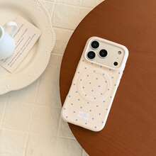 GUCADI Korean Style Polka Dot Phone Case, Suitable For IPhone 17 Pro Max, Apple 16, 14 Matte, 15 Anti-Drop Film, 17 Magnetic Soft Case, Personalized, Girly, Minimalist Style, Fresh And Simple, Contrast Color, Niche, Ins Style - Cheese - View 3