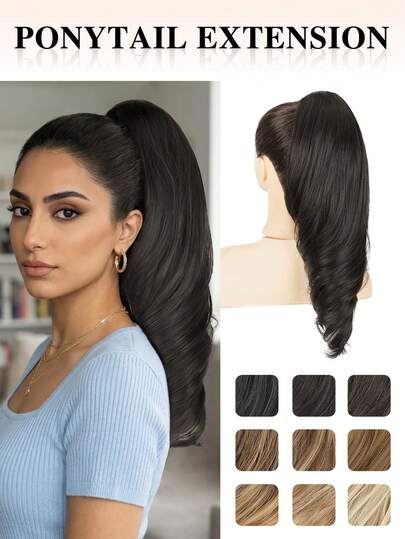 nimoki 18 Inch Claw Shaped Wavy Ponytail Extension Heat-Resistant Fiber Synthetic Fluffy Natural Elegant Hair Claws Suitable For Women's Parties And Daily Use