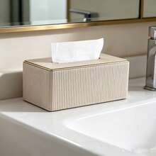PU-Leder Taschentuchbox-Abdeckung mit Goldrand, geeignet für Restaurant, Badezimmer, Hotel, elegant und einzigartig, Taschentuchbox, Servietten-Halter, Heim-Küche-Schlafzimmer-Wohnzimmer-Esszimmer Dekoration - Verschiedenfarbig - Übersicht 11
