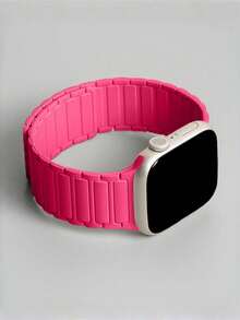 1条男女通用硅胶磁吸表带，兼容苹果手表表带，适用于38mm、40mm、41mm、42mm、44mm、45mm、46mm、49mm系列 - Ultra/11/10/9/SE/8/7/6/5/4/3/2/1系列 - 芭比粉 - 查看 4