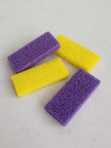 4 piezas de herramientas de cuidado de pies de doble cara, limpiador exfoliante de pies reutilizable, sin alcohol, mezcla de morado y amarillo, textura áspera y suave, para uso doméstico, sin necesidad de energía - Multicolor - Ver 7