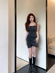 Women Short Dresses - Black - View 3