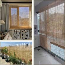 Cortina de caña para ventanas, parasol interior y exterior, persianas enrollables de bambú tejidas a mano, cortina de paja, persiana enrollable decorativa retro, persianas con mecanismo de elevación. - 1 - Ver 10