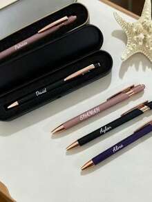 Bộ hộp bút bi cảm ứng tùy chỉnh, hộp đựng bút chì bằng thiếc hình chữ nhật, hộp văn phòng phẩm có nắp gập liền mạch. - Vàng - Xem 3