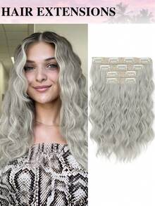 Clip-In Hair Extensions, 4pcs/Set 12-Inch Short Wavy Hair Pieces, Invisible Hair Fringe, Soft Synthetic Fiber Material, Suitable For Women's Daily Wear - Multicolor - View 20