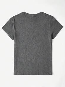 Camiseta vintage con estampado de Billie Black e íconos de la cultura pop, de manga corta y cuello redondo, estilo casual, adecuada para primavera y verano, ropa de moda para mujer. - Blanco - Ver 12