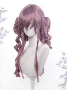 Hanging Eared Rabbit Taro Purple Wig For Women Lolita Roman Roll Jellyfish Head Double Ponytail High-Level Roll Roman Roll Doll Feeling Ancient Early Hair Cover - Multicolor - View 3