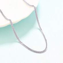 1pc S925 Sterling Silver Necklace Chain, Minimalist Basic Style Silver Chain, Chopin Chain, Hip-Hop Cool Men's Clavicle Chain, Sweater Chain - Silver - View 12