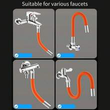 2 pièces Rallonge flexible de robinet, Flexible orientable à 360°, Pour cuisine/salle de bain, Joint d'étanchéité + ruban anti-fuite, Installation sans outil économe en eau - tube d'extension - Voir 9