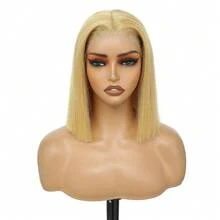 Tóc giả bob thẳng màu vàng mật ong 27cm với phần ren phía trước 7x5 không cần keo, khóa ren HD đã được cắt sẵn, mật độ 180%, chịu nhiệt, làm từ tóc tổng hợp pha trộn với tóc người, các nút thắt đã được tỉa sẵn và vô hình, dễ dàng sử dụng cho người mới bắt đầu. - S27 - Xem 16