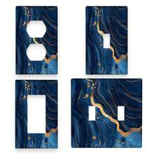 1/2 Pcs Blue Marble Pattern Light Switch Decorative Wall Plate, Suitable For Kitchen And Bathroom - A - View 1