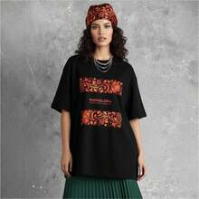 Nueva camiseta de manga corta 100% algodón, estilo europeo y americano, moderna y divertida para el verano, top casual y elegante para ir al trabajo. - Negro - Ver 3