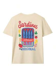 Camiseta de mujer vintage con estampado de cerezas rojas, tela transpirable y cómoda con estampado de eslogan positivo, ajuste holgado estilo universitario estadounidense retro, adecuada para uso diario, estilo callejero, día de autocuidado o regalo casual de Acción de Gracias en verano-Vintage Street Style Unisexoose Cotton Short Sleeve Crew Neck T-Shirt - Albaricoque - Ver 3