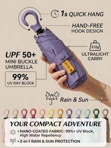 Payung Lipat Kecil, Payung Mini Saku Tahan Air Portabel untuk Perjalanan, Pelindung Matahari Wanita 2-in-1 Mini 6 Lipat Ultra Ringan Portabel, Payung Portabel Kompak untuk Perlindungan Matahari dan Hujan, Aksesori Perjalanan/Musim Panas untuk Perlindungan Matahari dan Hujan - MultiWarna - View 4