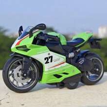 Miniature Diecast Motorcycle Toy For Children And Collectors With Sound, Light, And Friction - Mot 27 Verde - View 1