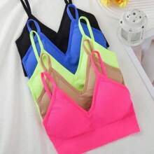 5pcs Comfortable Solid Wireless Bra, Lingerie - Multicolor - Ver 1